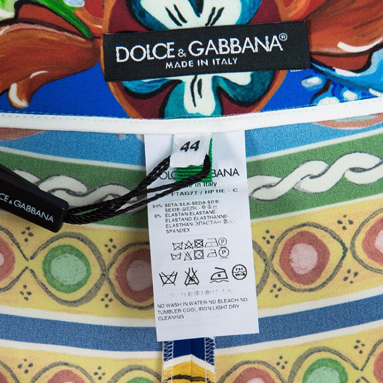 Pre Owned Dolce and Gabbana Carretto Siciliano Print Knit Trousers M