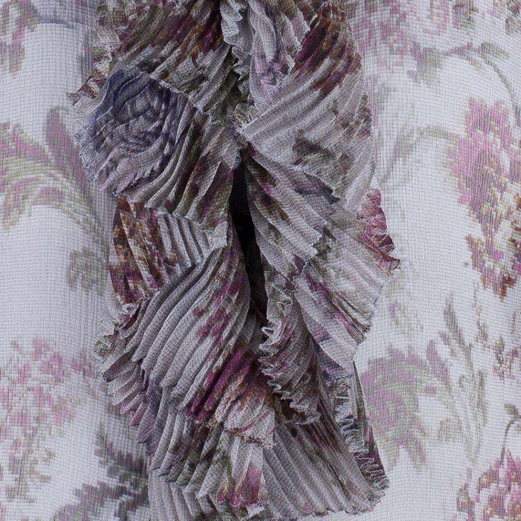 Pre Owned Dolce and Gabbana Floral Chiffon Pleated Blouse M
