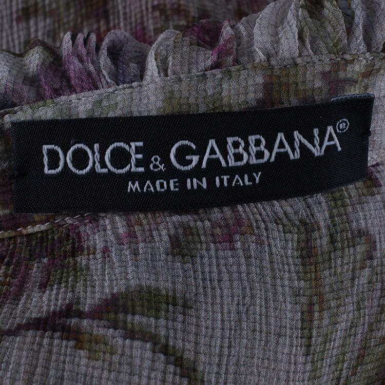 Pre Owned Dolce and Gabbana Floral Chiffon Pleated Blouse M