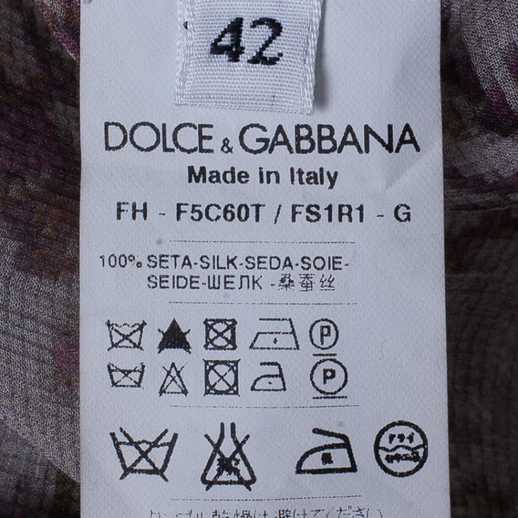 Pre Owned Dolce and Gabbana Floral Chiffon Pleated Blouse M