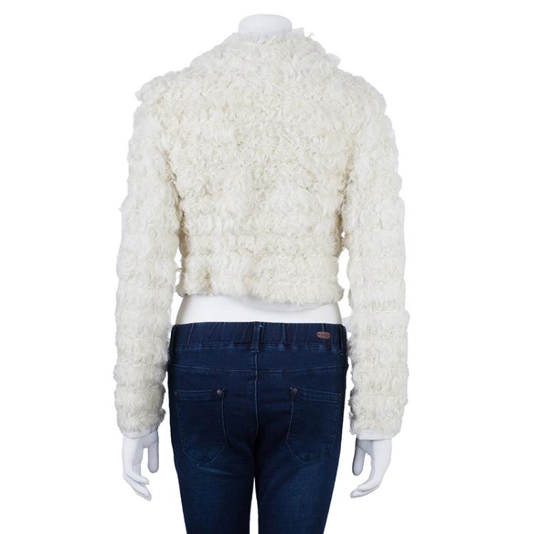 Pre Owned Dolce and Gabbana Off-white Agnello Kalga Lamb Fur Jacket S