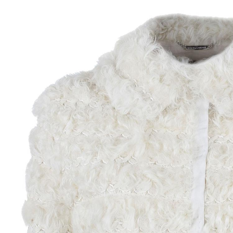 Pre Owned Dolce and Gabbana Off-white Agnello Kalga Lamb Fur Jacket S