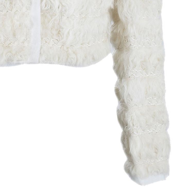 Pre Owned Dolce and Gabbana Off-white Agnello Kalga Lamb Fur Jacket S