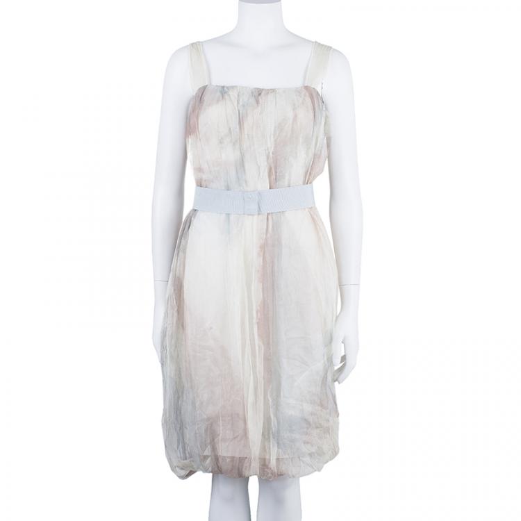 Pre Owned Dolce and Gabbana Beige Limited Edition Organza Dress S
