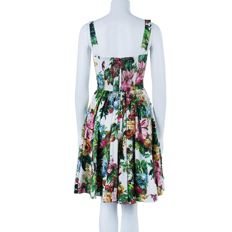 Pre Owned Dolce and Gabbana Floral Printed Flare Dress S