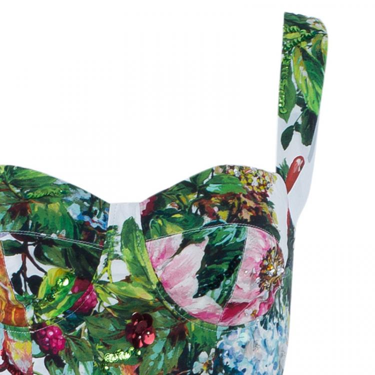 Pre Owned Dolce and Gabbana Floral Printed Flare Dress S