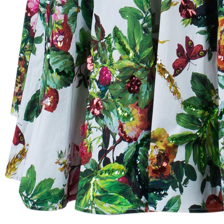 Pre Owned Dolce and Gabbana Floral Printed Flare Dress S