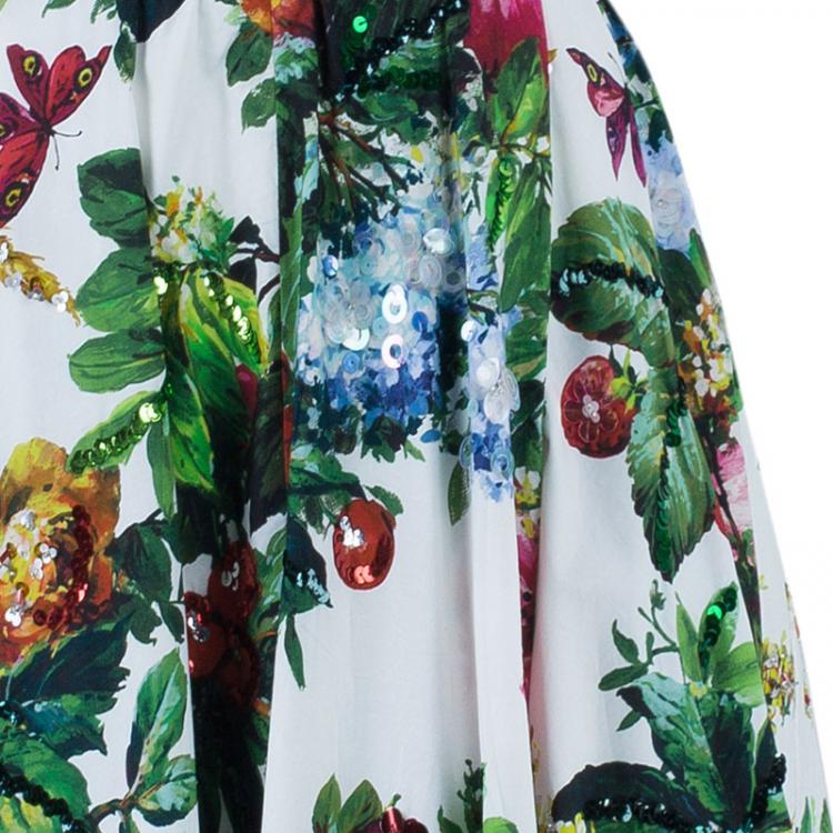 Pre Owned Dolce and Gabbana Floral Printed Flare Dress S