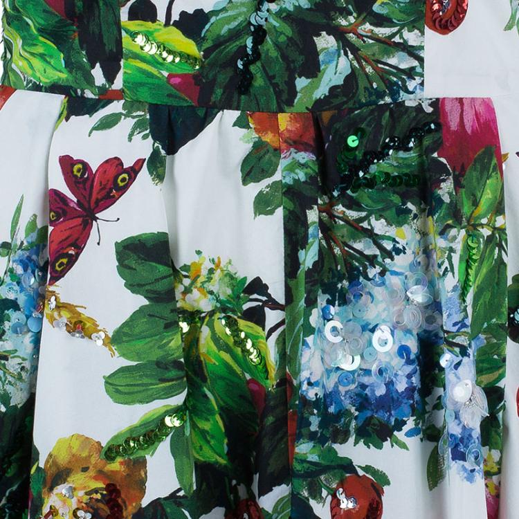 Pre Owned Dolce and Gabbana Floral Printed Flare Dress S