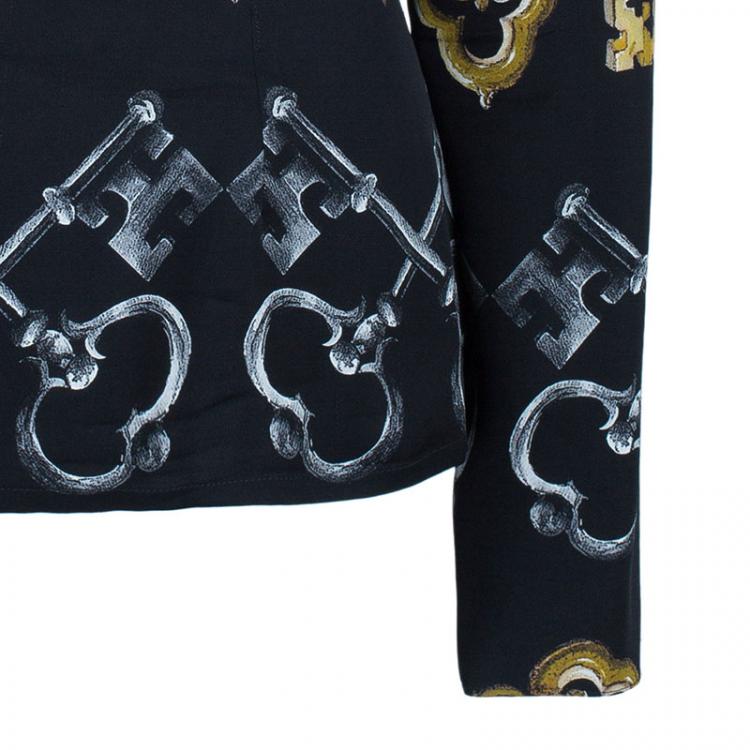 Pre Owned Dolce and Gabbana Black Key Silk Top M