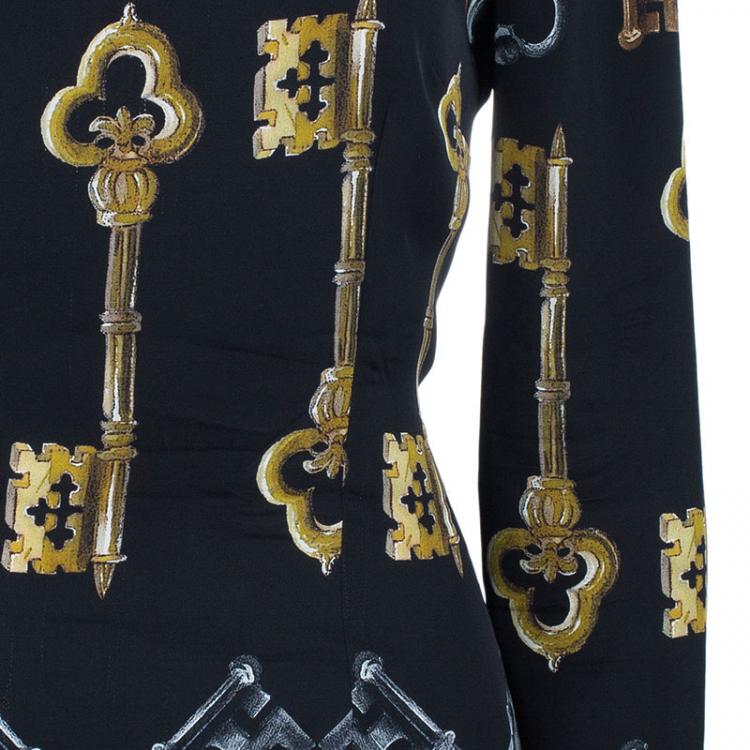 Pre Owned Dolce and Gabbana Black Key Silk Top M