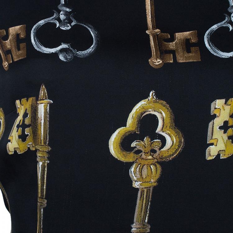 Pre Owned Dolce and Gabbana Black Key Silk Top M