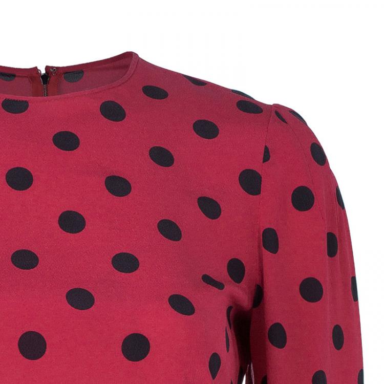 Pre Owned Dolce and Gabbana Red Dotted Top S