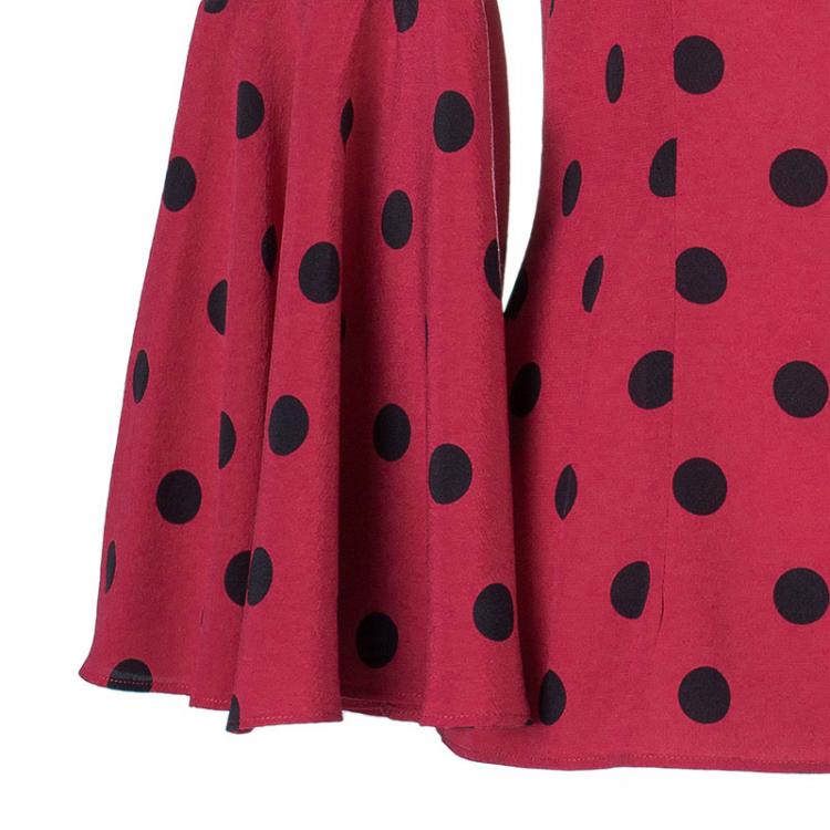 Pre Owned Dolce and Gabbana Red Dotted Top S