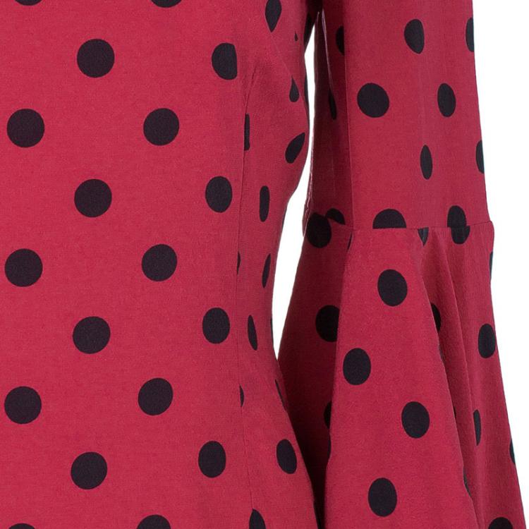 Pre Owned Dolce and Gabbana Red Dotted Top S