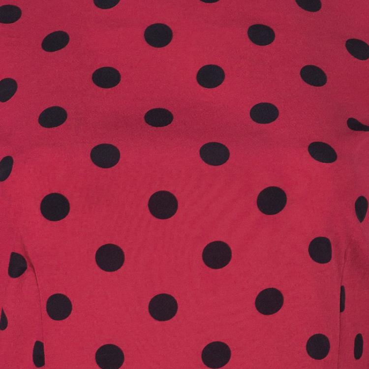 Pre Owned Dolce and Gabbana Red Dotted Top S