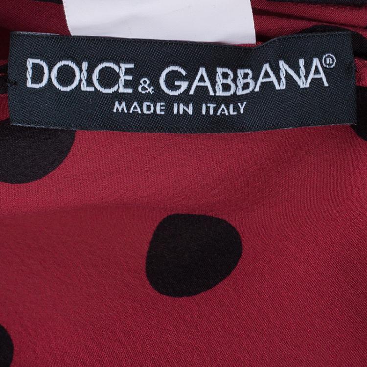 Pre Owned Dolce and Gabbana Red Dotted Top S
