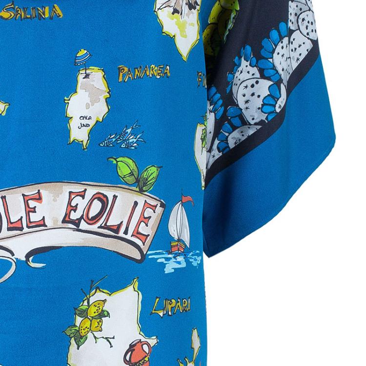 Pre Owned Dolce And Gabbana Isole Eolie Printed Silk Oversize Top XS