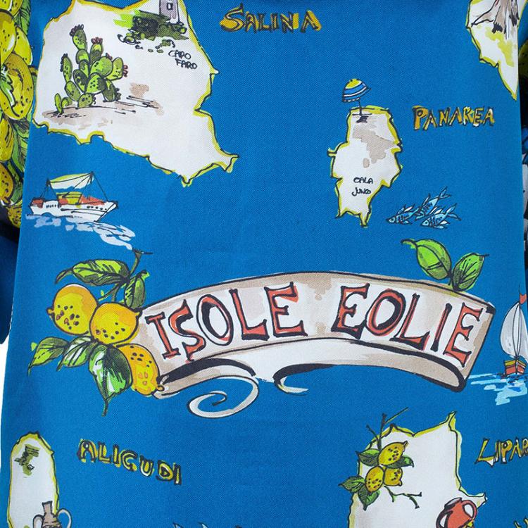 Pre Owned Dolce And Gabbana Isole Eolie Printed Silk Oversize Top XS