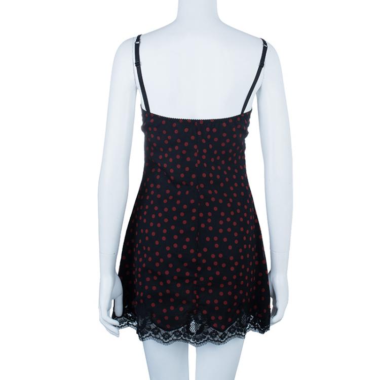Pre Owned Dolce And Gabbana Polka Dot Lace Dress M