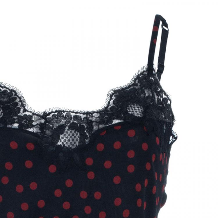 Pre Owned Dolce And Gabbana Polka Dot Lace Dress M