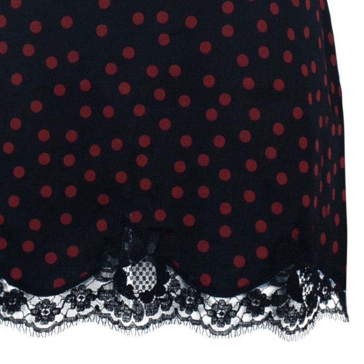 Pre Owned Dolce And Gabbana Polka Dot Lace Dress M