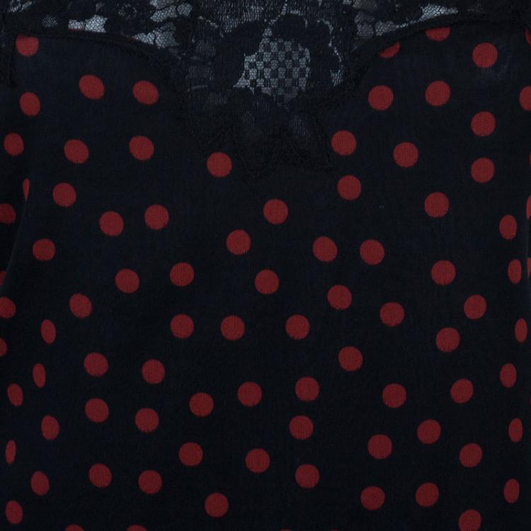Pre Owned Dolce And Gabbana Polka Dot Lace Dress M