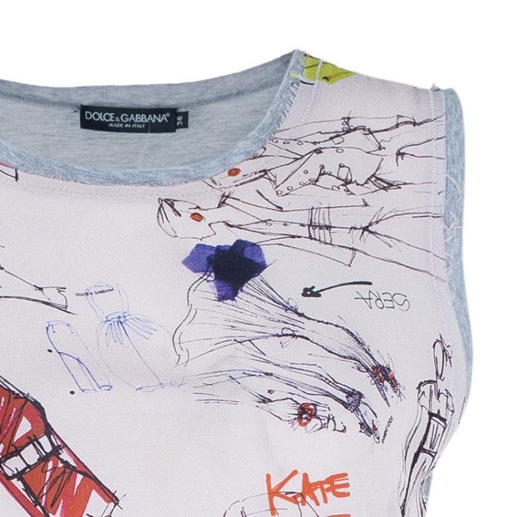 Pre Owned Dolce and Gabbana Silk Cotton Printed Top S