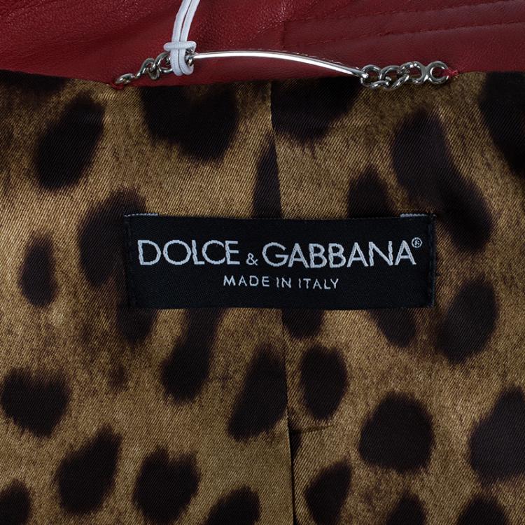 Pre Owned Dolce and Gabbana Red Leather Jacket S