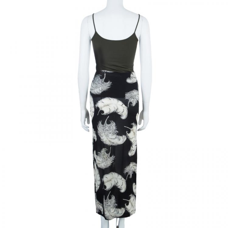 Pre Owned Dolce and Gabbana Feather Print Maxi Skirt S