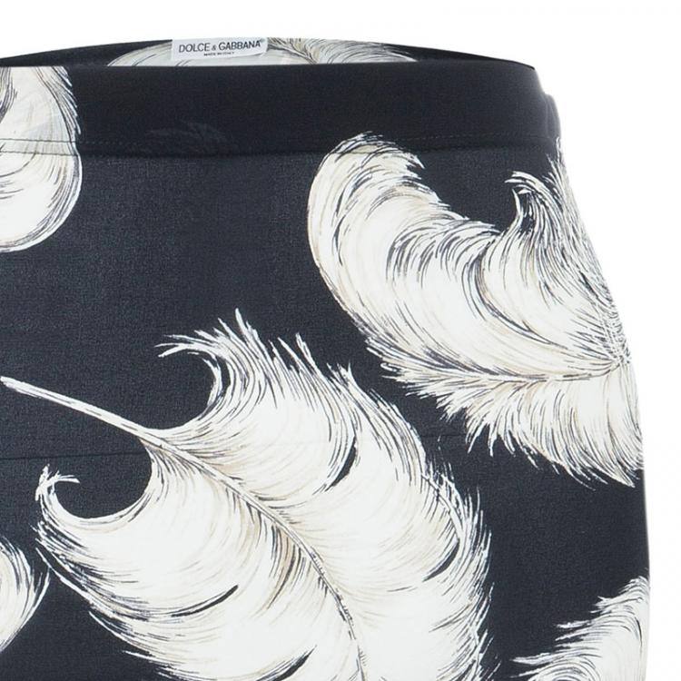Pre Owned Dolce and Gabbana Feather Print Maxi Skirt S