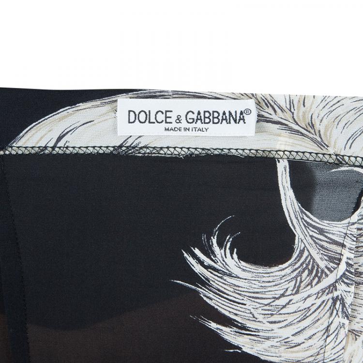 Pre Owned Dolce and Gabbana Feather Print Maxi Skirt S