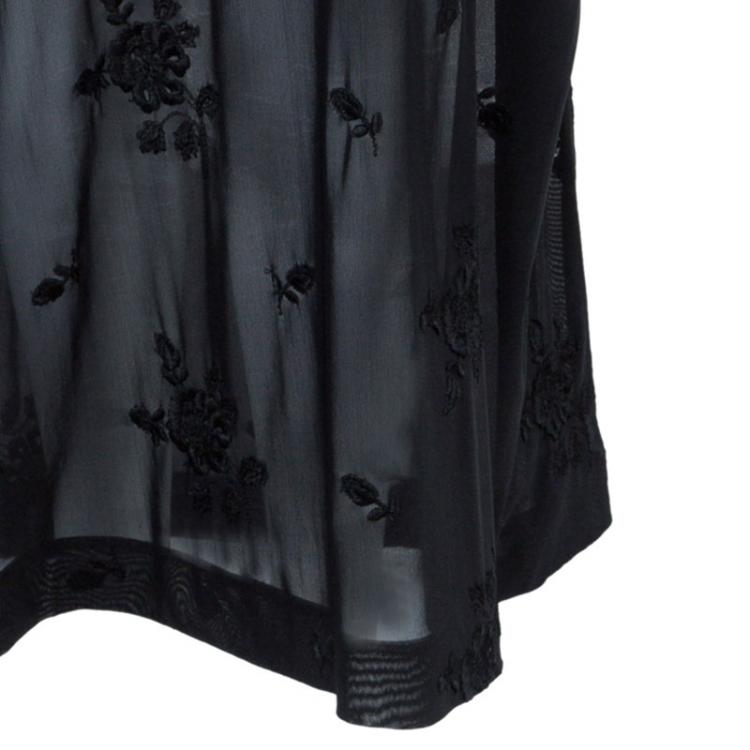 Pre Owned Dolce and Gabbana Black Net Floral Skirt M