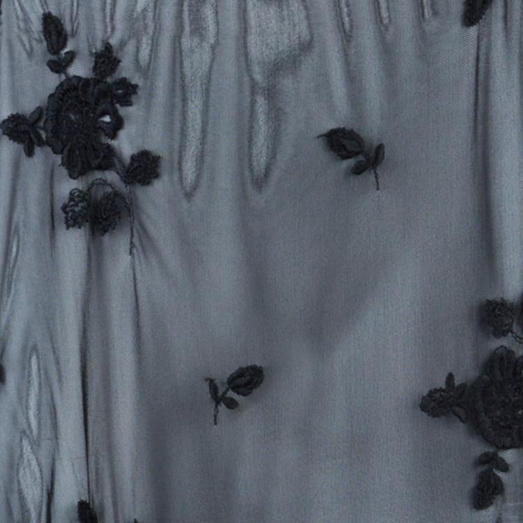 Pre Owned Dolce and Gabbana Black Net Floral Skirt M