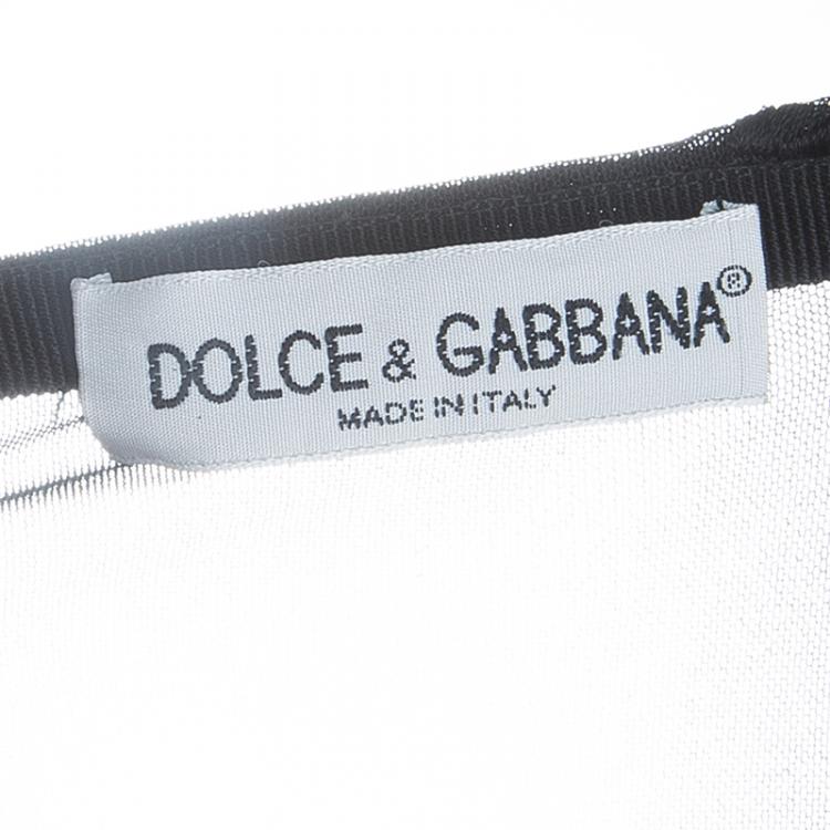 Pre Owned Dolce and Gabbana Black Net Floral Skirt M