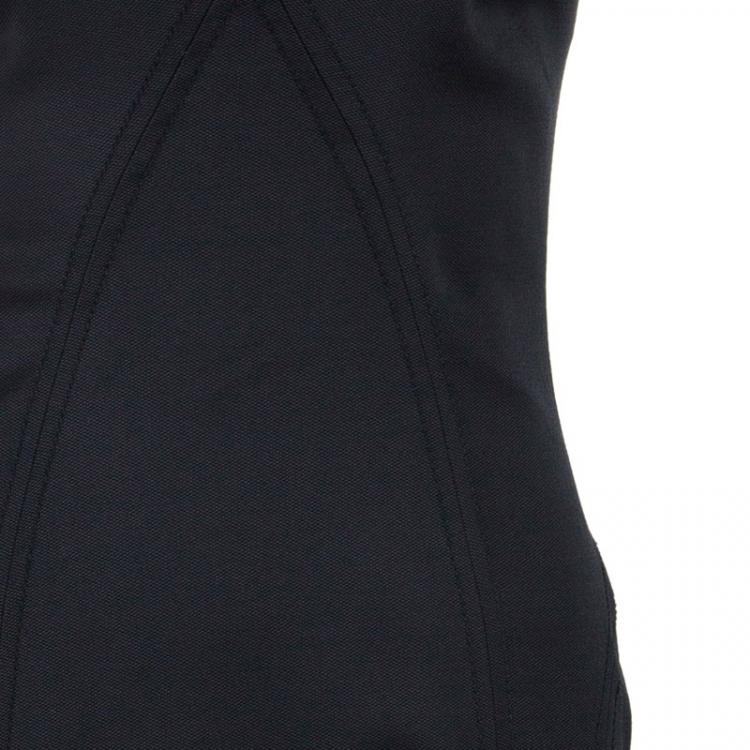 Pre Owned Dolce and Gabbana Black Sleeveless Leopard Print Inset Dress M