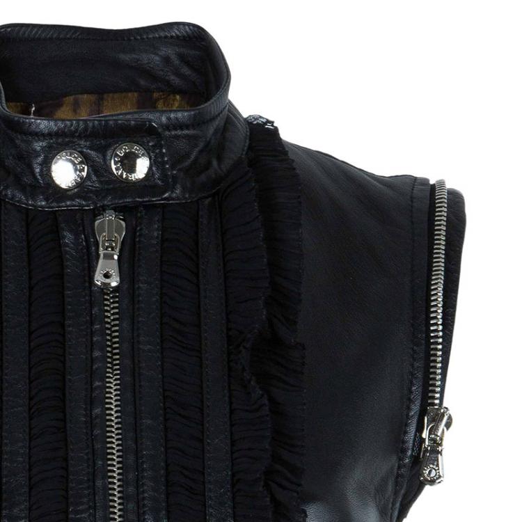 Pre Owned Dolce and Gabbana Black Sleeveless Leather Jacket S
