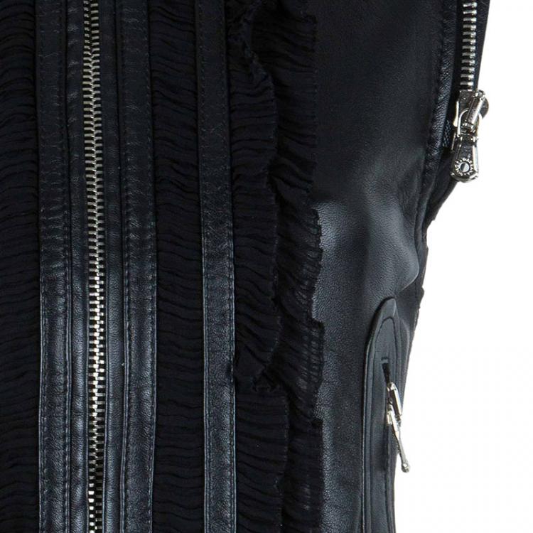 Pre Owned Dolce and Gabbana Black Sleeveless Leather Jacket S