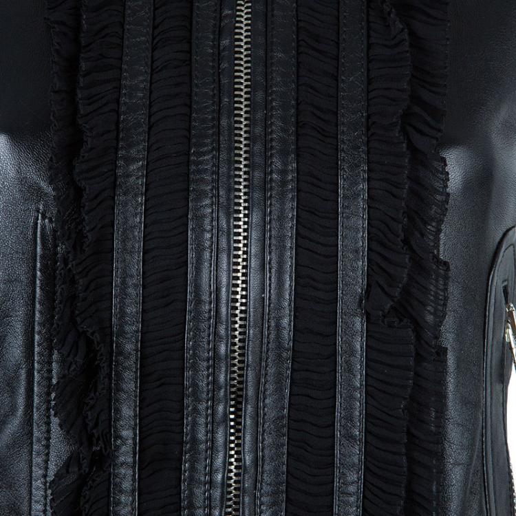 Pre Owned Dolce and Gabbana Black Sleeveless Leather Jacket S