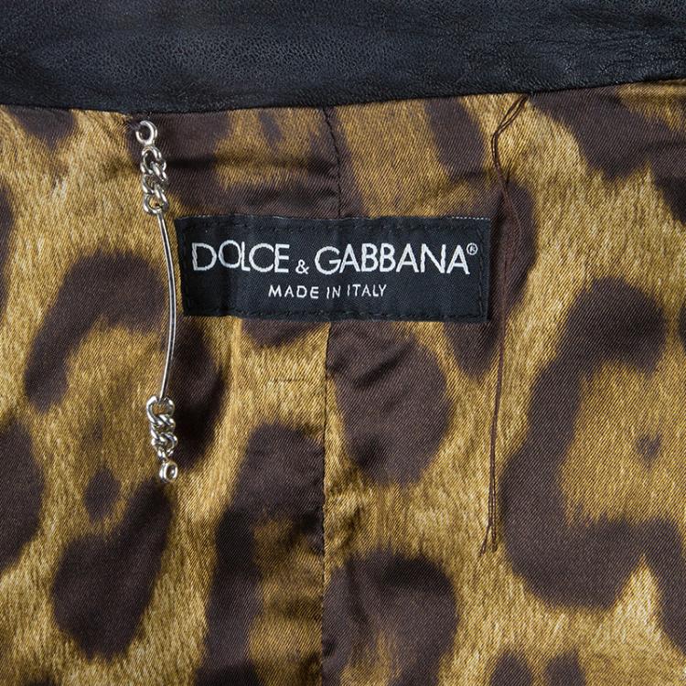 Pre Owned Dolce and Gabbana Black Sleeveless Leather Jacket S