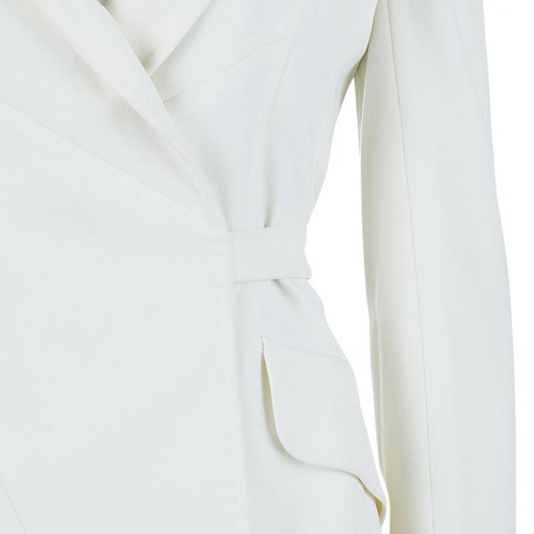 Pre Owned Dolce and Gabbana Off-White Striped Pant Suit S