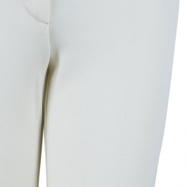 Pre Owned Dolce and Gabbana Off-White Striped Pant Suit S