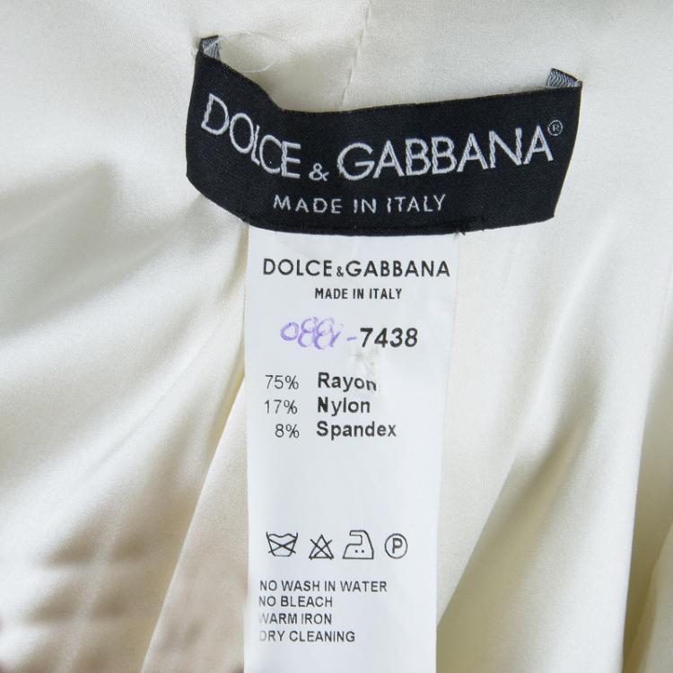 Pre Owned Dolce and Gabbana Off-White Striped Pant Suit S