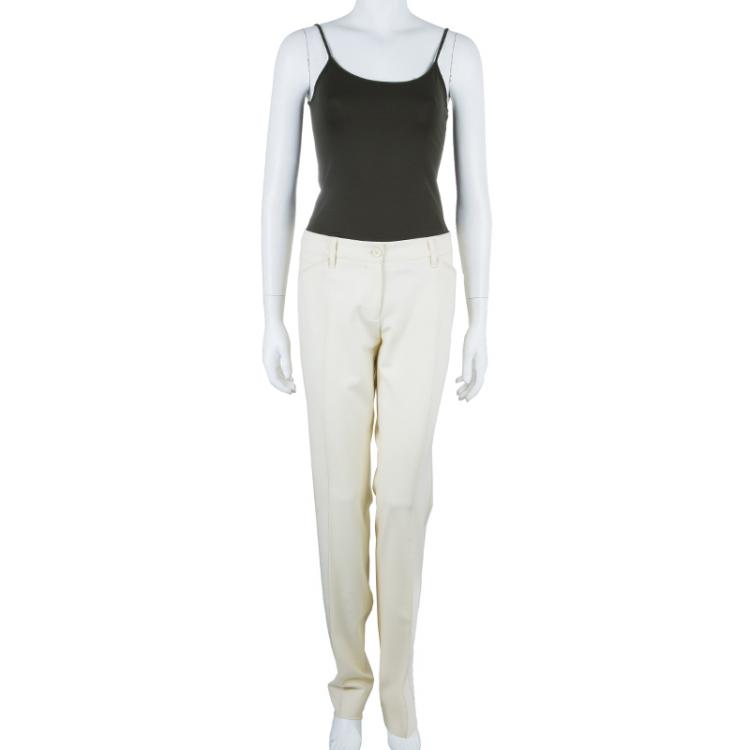 Pre Owned Dolce and Gabbana Off-White Trousers M