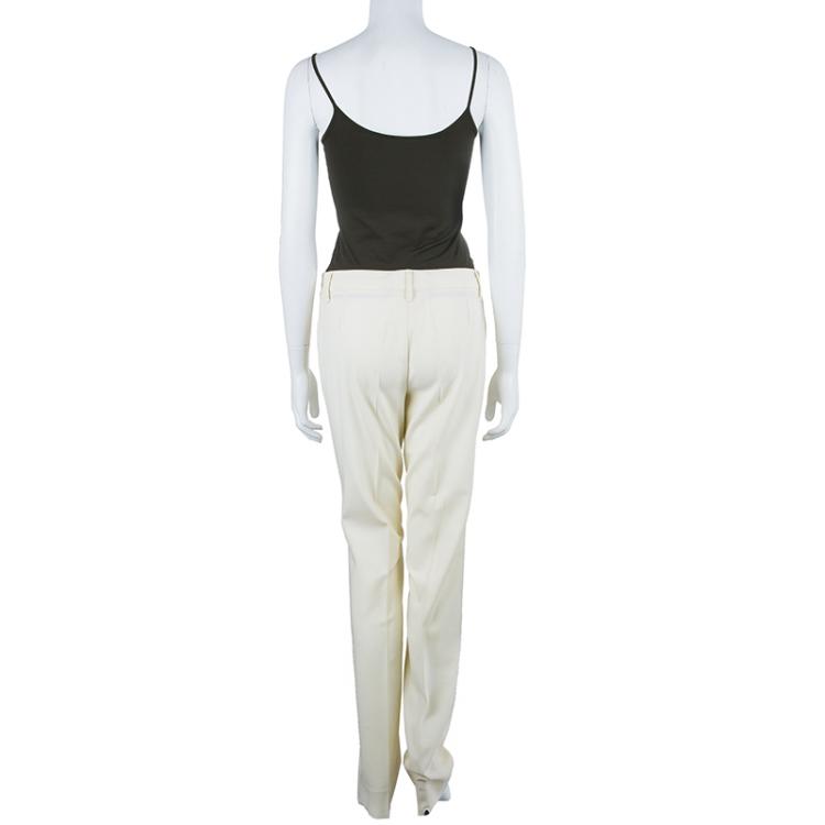 Pre Owned Dolce and Gabbana Off-White Trousers M