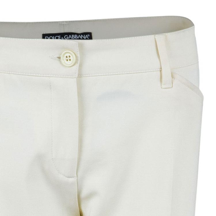 Pre Owned Dolce and Gabbana Off-White Trousers M