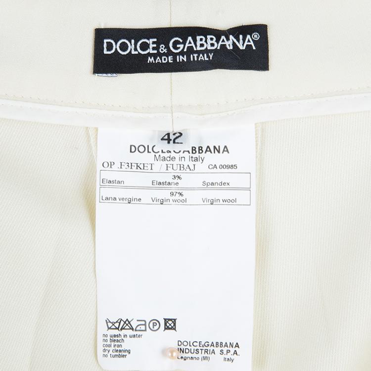 Pre Owned Dolce and Gabbana Off-White Trousers M