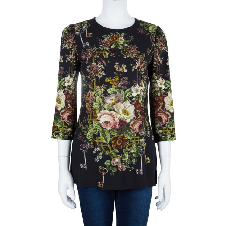 Pre Owned Dolce and Gabbana Floral Long Sleeve Top S