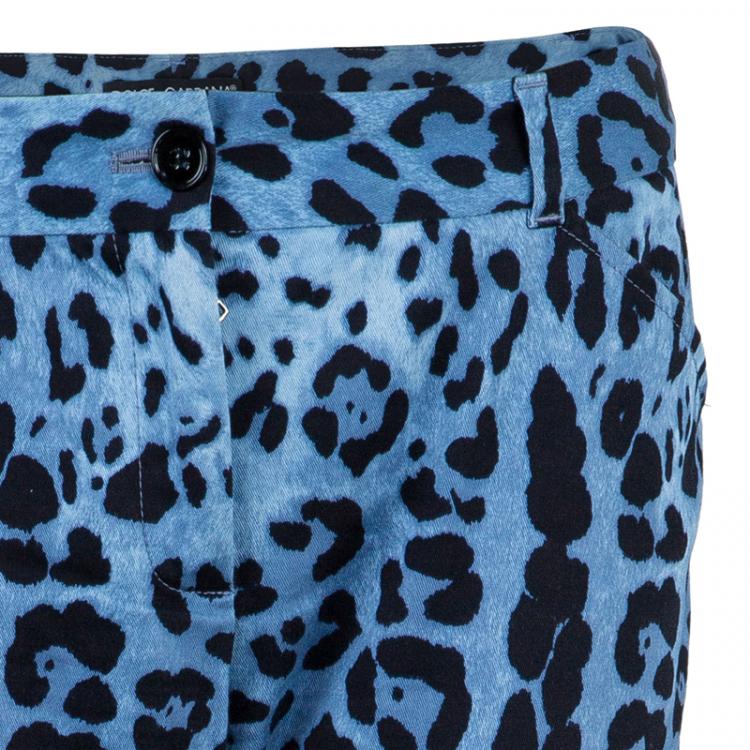 مملوكة مسبقًا Dolce And Gabbana Blue Leopard Print Trousers S