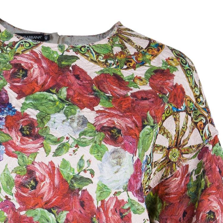 Pre Owned Dolce And Gabbana Floral Jacquard Top M